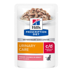 Hill's Prescription Diet C/D Multicare Stress santé urinaire chat adulte sachet repas saumon 12 x 85gr