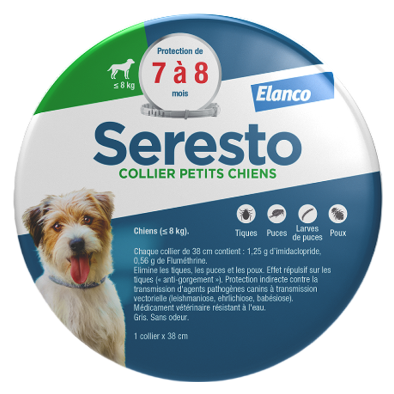Seresto Collier Antiparasitaire Petits chiens - de 8kg 1 collier x 38cm